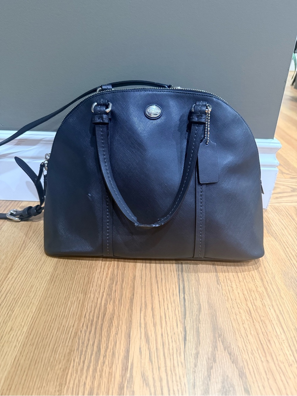 Coach Black Leather Dome Satchel - Coach